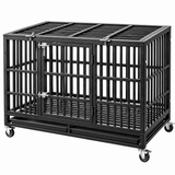 Cusca pentru Animale Elindor®, Potrivita pentru Caini de Talie Medie si Mare, cu Roti, Baza Ranfortata, Usa cu Sistem de Inchidere, Utilizare in Interior si Exterior, Marime XXL, 120 x 76 x 90 cm, Negru