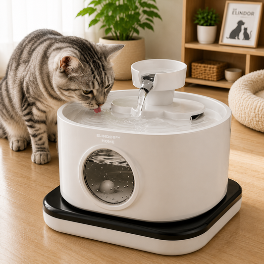 Dispenser Wireless Apa Tip Fantana Pentru Pisici Si Caini, Cu Purificare Si Filtrare Prin Carbune Activ, Silentios, 2.8 L, 2 Moduri De Flux, Alb