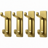 Set 4 Carlige Adezive de Perete Elindor®, Cuier Dublu pentru Prosoape, Haine, Geci, Genti si Accesorii, Montaj Fara Gaurire, Otel Inoxidabil, Rezistente la Apa, Capacitate 5.9 kg/Carlig, 8 x 2.8 x 3.3 cm, Auriu