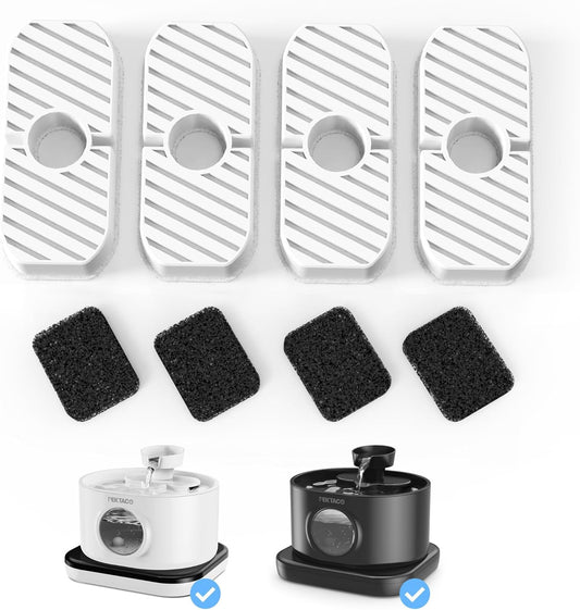 Set 4+4 Filtre Rezerva Elindor® pentru Fantana de Apa Pisici si Caini Automata Wireless 2.8 Litri, Alb