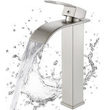 Baterie Chiuveta Argintie Inalta Tip Cascada Elindor®, Robinet Modern Monocomanda pentru Baie, Otel Inoxidabil, Montare pe Blat, Jet Larg, Incastrata, Multifunctionala Design Elegant pentru Lavoar sau Vas, Finisaj Lucios Cromat, Dubla Comanda