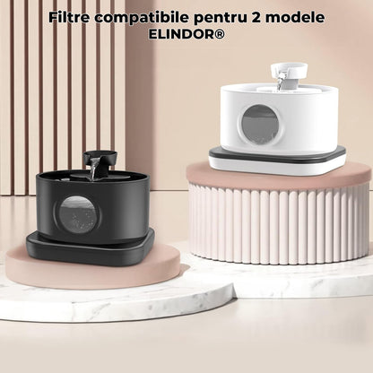 Set 4+4 Filtre Rezerva Elindor® pentru Fantana de Apa Pisici si Caini Automata Wireless 2.8 Litri, Alb