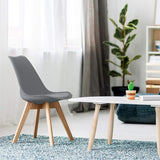 Set 4 Scaune Elindor® Stil Retro, Piele Ecologica si Picioare din Lemn, Gri