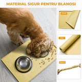 Covoras Hranire Silicon Elindor® pentru Bol Mancare Caini si Pisici, Suport Antialunecare si Impermeabil pentru Boluri Hrana si Apa Animale, Margine Inaltata 1.2 cm, Accesorii Usor de Curatat, Rezistent, 60x40 cm, Galben