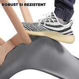 Set 4 Scaune Elindor® Stil Retro, Piele Ecologica si Picioare din Lemn, Gri