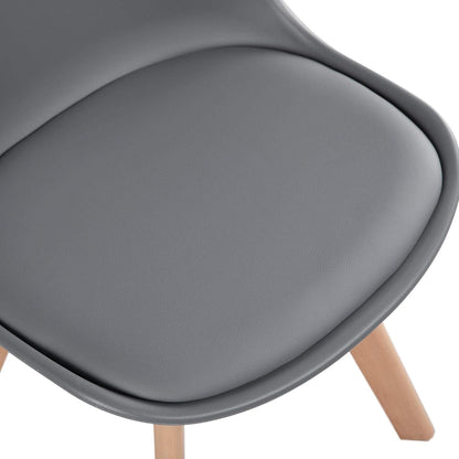 Set 4 Scaune Elindor® Stil Retro, Piele Ecologica si Picioare din Lemn, Gri