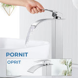 Baterie Chiuveta Argintie Inalta Tip Cascada Elindor®, Robinet Modern Monocomanda pentru Baie, Otel Inoxidabil, Montare pe Blat, Jet Larg, Incastrata, Multifunctionala Design Elegant pentru Lavoar sau Vas, Finisaj Lucios Cromat, Dubla Comanda