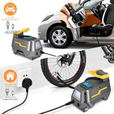 Compresor de Aer Elindor® Portabil cu Display LCD, Alimentare 12V/220V, Gri