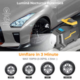 Compresor de Aer Elindor® Portabil cu Display LCD, Alimentare 12V/220V, Gri