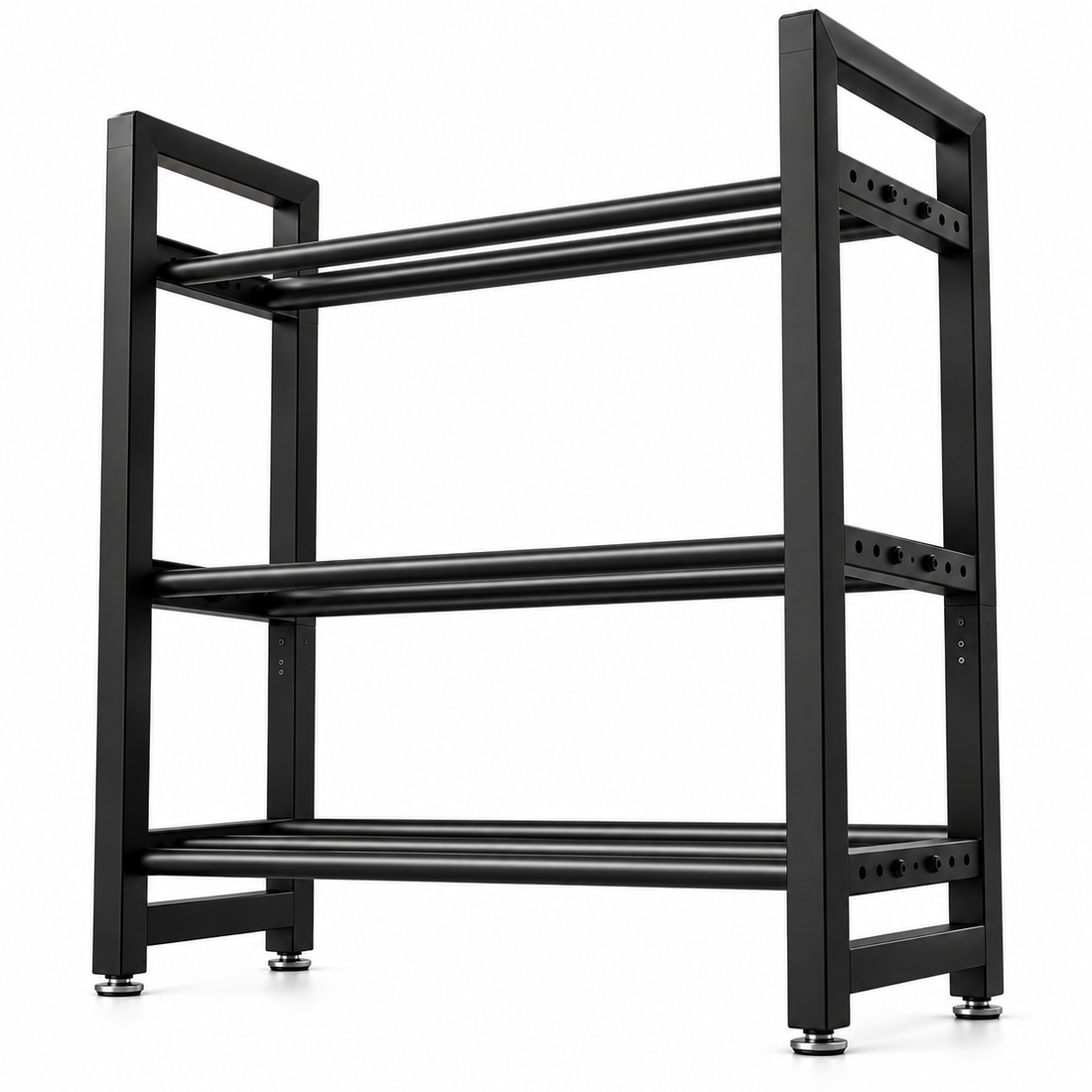 Suport Greutati Elindor® Organizator cu 3 Niveluri, Suport din Otel Carbon pentru Gantere si Kettlebell, Raft Sala de Sport, Depozitare Practica, 80 × 25 × 80 cm, Negru
