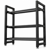 Suport Greutati Elindor® Organizator cu 3 Niveluri, Suport din Otel Carbon pentru Gantere si Kettlebell, Raft Sala de Sport, Depozitare Practica, 80 × 25 × 80 cm, Negru