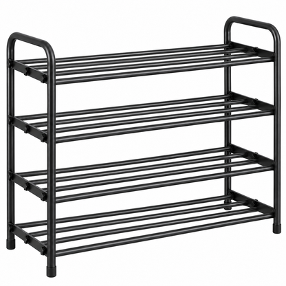Organizator pentru Pantofi Elindor® Pantofar cu 4 Niveluri, Fara Gauri, Suport pentru Papuci pentru Hol, Dormitor, Economisire Spatiu, Depozitare Incaltaminte, 45-78 x 34 x 58 cm, Negru