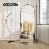 Oglinda Elindor® Cadru din Aluminiu, 150x40 Cm, Design Arcada, Modern, Montaj pe Perete sau Podea, Ideala pentru Dormitor, Living sau Hol, Negru