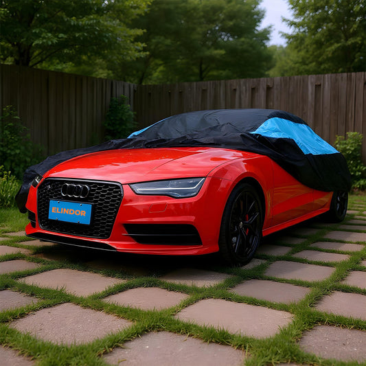 Prelata Auto Premium Elindor® Impermeabila, Antigrindina, Protectie UV Anti Soare , Praf si Zapada, Husa Auto Exterior Universala pentru Masina, Marime Sedan M 431*165*120 cm, Negru