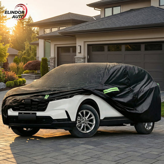Prelata Auto Premium Elindor® Impermeabila, Protectie UV, Antisoare, Praf, Ploaie si Zapada, Toate Anotimpurile, Husa Exterior, Huse Protectie Completa, Universala, Accesorii Masina, Marime SUV XXXL, 520 × 200 × 185 cm, Negru