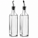 Set 2 Sticle pentru Ulei si Otet Elindor® 500ml, Oliviera Dozatoare Multifunctionala, Control Precis, pentru Gatit, Friteuza cu Aer, Salate, Material Sticla si Inox, Design Dual pentru Ulei si Otet, Transparent