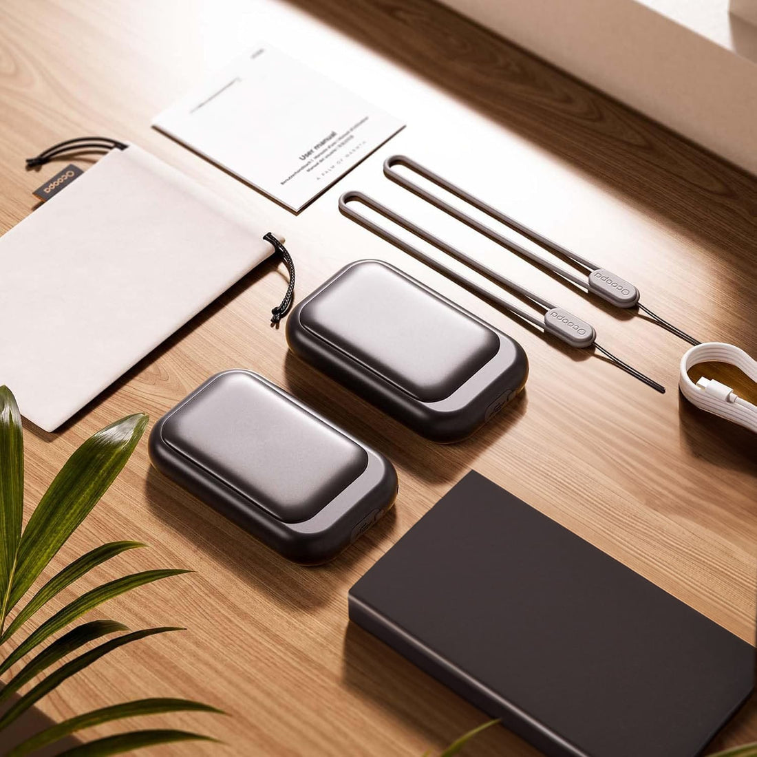 Set 2 Încălzitoare de Mâini Magnetice Reîncărcabile Elindor®, 5000mAh, 3 Trepte de Căldură, Rezistente la Apă