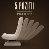 Fotoliu Reglabil Elindor® fara Manere, Scaun de Relaxare cu 5 Pozitii ale Spatarului de 60 cm, Rotativ 360°, Captusit, Ideal pentru Living, Dormitor, Gaming, 60 × 105 × 86 cm, Bej