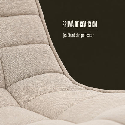 Fotoliu Reglabil Elindor® fara Manere, Scaun de Relaxare cu 5 Pozitii ale Spatarului de 60 cm, Rotativ 360°, Captusit, Ideal pentru Living, Dormitor, Gaming, 60 × 105 × 86 cm, Bej