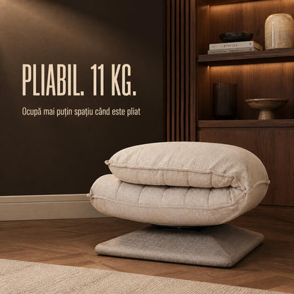 Fotoliu Reglabil Elindor® fara Manere, Scaun de Relaxare cu 5 Pozitii ale Spatarului de 60 cm, Rotativ 360°, Captusit, Ideal pentru Living, Dormitor, Gaming, 60 × 105 × 86 cm, Bej
