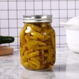 Set 4 Borcane din Sicla Elindor®, Capace Metalice Argintii, 470 ml, Transparent