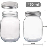 Borcane de sticlă cu dimensiuni de 470 ml, ideale pentru depozitare.