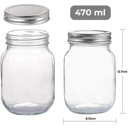 Borcane de sticlă cu dimensiuni de 470 ml, ideale pentru depozitare.
