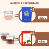 Sugestii de depozitare pentru borcane din sticlă, potrivite pentru sare de mare și boia iute.