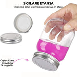 Set 4 Borcane din Sicla Elindor®, Capace Metalice Argintii, 470 ml, Transparent