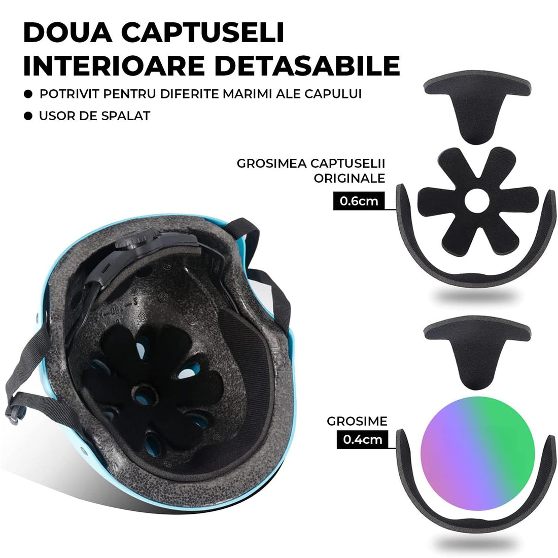 Căptușeală interioară detașabilă pentru ajustare perfectă și curățare ușoară.