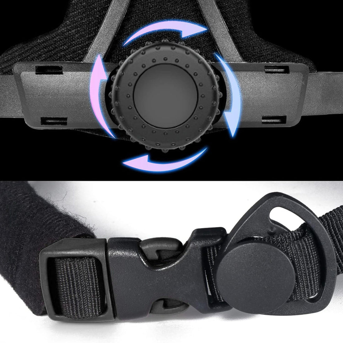 Curele ajustabile și mecanism rotativ pentru fixare sigură și confortabilă.