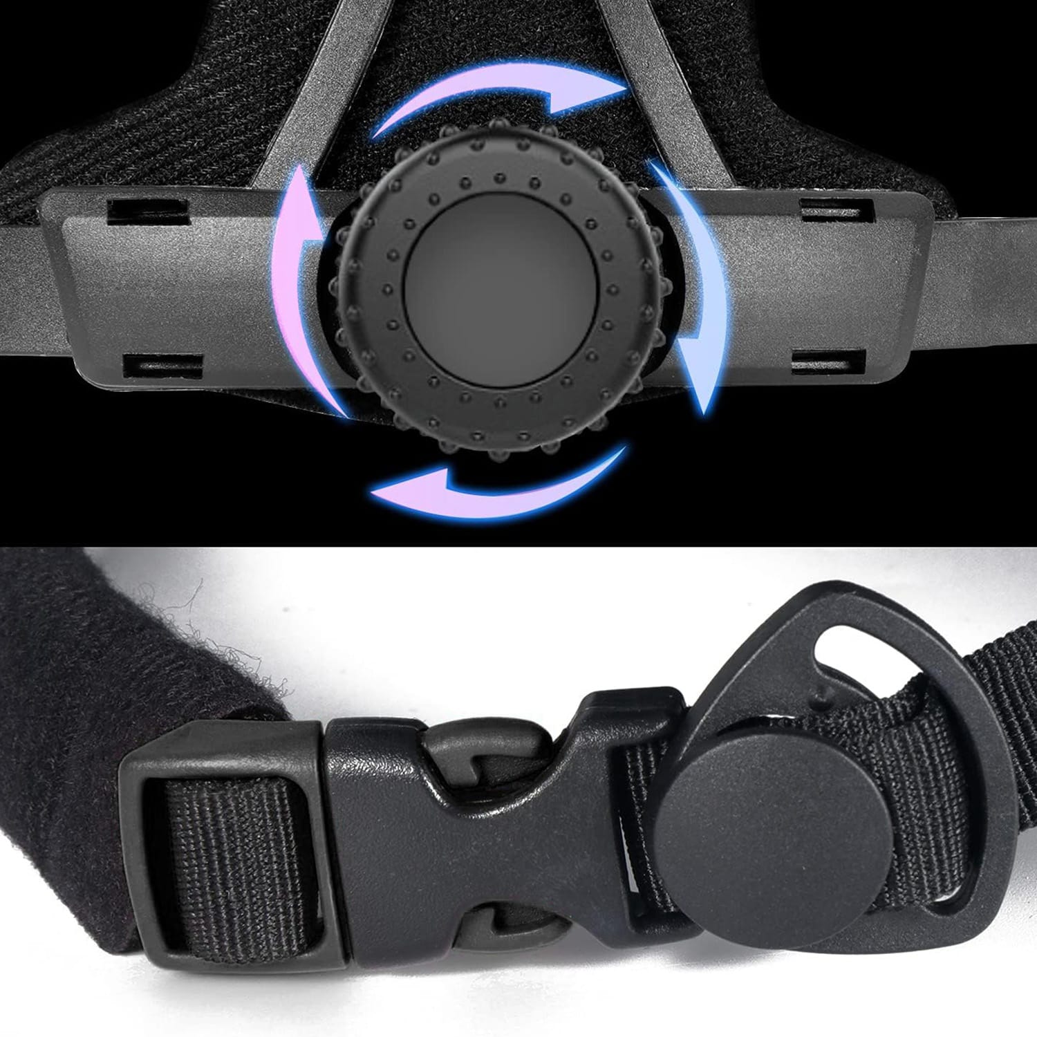 Curele ajustabile și mecanism rotativ pentru fixare sigură și confortabilă.