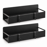 Set 2 Rafturi Magnetice Elindor®, Organizatoare pentru Frigider si Bucatarie, Suporturi de Depozitare din Otel Carbon, Fixare Magnetica Fara Gaurire, Baza cu Plasa Metalica, 4 Carlige pentru Accesorii, 29.5 x 7.5 x 9.5 cm, Negru