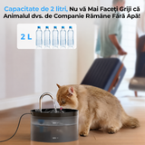 Fantana Apa Pisici si Caini Elindor®, Dispenser Automat cu Capac pentru Animale, Adapator cu Dubla Circulatie, Silentios 25dB, Sistem de Purificare si Filtrare Carbune Activ, Adaptor Priza, Filtru si Pompa Incluse, ABS, Capacitate 2 L, Negru