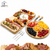 Set Platou Servire Elindor® din Bambus Natural, cu Tava Rotunda, Cutite Branzeturi, Boluri Ceramice si Furculite – Ideal pentru Aperitive, Fructe, Cadouri Casa Noua, Nunta sau Petreceri,  Set Elegant si Practic