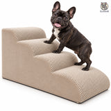 Scara pentru Caini Elindor®, 4 Trepte din Burete, Rampa pentru Animale de Companie, Husa Detasabila si Lavabila, Baza Antiderapanta, Acces Usor la Pat si Canapea, 72 x 40 x 40 cm, Bej