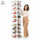 Organizator pentru Pantofi Elindor® Pantofar cu 8 Nivele, Rotativ 360°, Suport pentru Papuci, Dulap Hol, Dormitor, Economisire Spatiu, Depozitare Incaltaminte, 60 x 204 cm, Alb