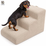 Scara pentru Caini Elindor®, 3 Trepte din Burete, Rampa pentru Animale de Companie, Husa Detasabila si Lavabila, Baza Antiderapanta, Acces Usor la Pat si Canapea, 57 x 40 x 35 cm, Bej