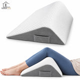 Perna Ortopedica Ridicare Genunchi Elindor®, Perna Wedge pentru Circulatie si Recuperare, Suport pentru Genunchi si Picioare cu Spuma cu Memorie, Husa Detasabila, 56 × 47 × 19 cm, Alb