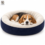 Pat Confortabil pentru Pisici Elindor® Rotund, Culcus Moale Antiderapant, Potrivit pentru Caine si Pisica de Talie Mica si Medie, Ideal in Orice Anotimp, in Casa, Marimea L, 80 x 80 cm, Albastru Inchis