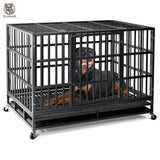 Cusca pentru Animale Elindor®, Potrivita pentru Caini de Talie Medie si Mare, cu Roti, Baza Ranfortata, Usa cu Sistem de Inchidere, Utilizare in Interior si Exterior, Marime XXL, 120 x 76 x 90 cm, Negru
