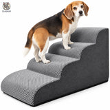 Scara pentru Caini Elindor®, 4 Trepte din Burete, Rampa pentru Animale de Companie, Husa Detasabila si Lavabila, Baza Antiderapanta, Acces Usor la Pat si Canapea, 72 x 40 x 40 cm, Gri Inchis