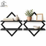 Set 2 Rafturi Elindor®, Raft Suspendat de Depozitare, Mobila Bucatarie, Dormitor, Baie sau Birou, Etajera Practica cu Design Aerisit, Usor de Asamblat, Perfecta pentru Organizare Carti, Condimente, Polita Produse Diverse, 76 × 14 × 38 cm, Negru