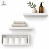 Set 3 Rafturi Elindor®, Raft Suspendat de Depozitare, Mobila Bucatarie, Dormitor, Baie sau Birou, 2 Polite si 1 Raft Dublu, Perfect pentru Organizare Carti, Vesela, Condimente, Polita Produse Diverse, 43 x 14.5 x 18.8 cm, Alb