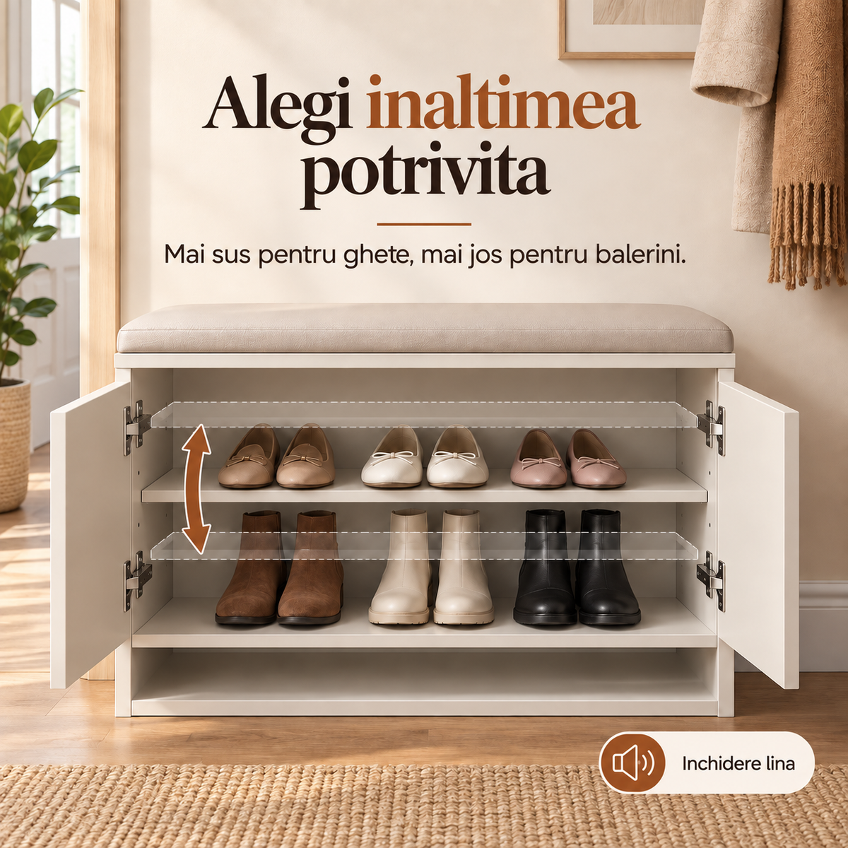 Raftul interior reglabil