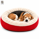 Pat Confortabil pentru Pisici Elindor® Rotund, Culcus Moale Antiderapant, Potrivit pentru Caine si Pisica de Talie Mica si Medie, Ideal in Orice Anotimp, in Casa, Marimea M, 70 x 70 cm, Visiniu