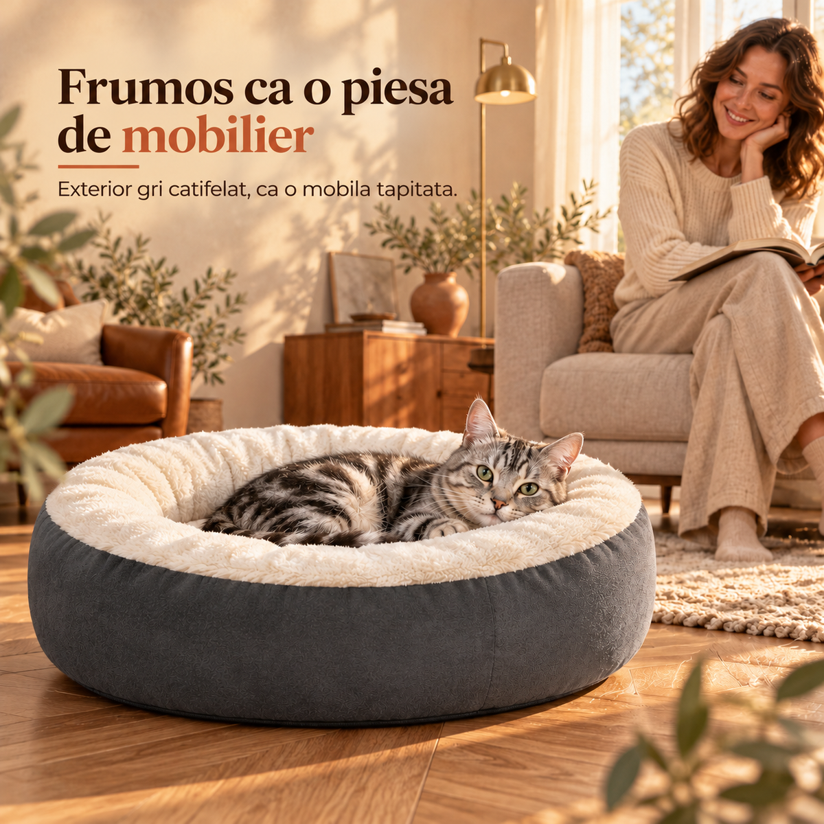 Gri și crem în living