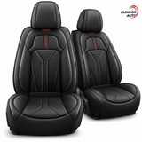 Set 2 Huse Scaune de Masina Elindor®, Huse Auto Piele Ecologica, Impermeabile, Universale, Protectie Scaun Fata, Montaj Rapid, Accesorii Masina Interior, Negru