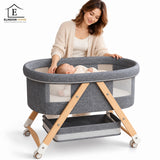 Patut Pliabil Bebelusi Elindor®, Copii 0-12 luni, Leagan Bebe, Inaltime Fixa 78 cm, Unghiul de Leganare de 10°, Portabil, Fereastra din Plasa, Roti cu Sistem Blocare, Greutate Maxima 10 kg, Gri