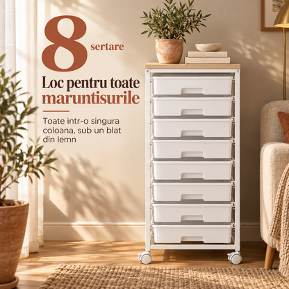 8 sertare, o coloana ingusta